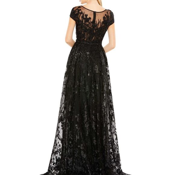 NWT Mac Duggal 20405 EMBELLISHED FLORAL CAP SLEEVE A LINE GOWN - size 16 - Picture 3 of 10